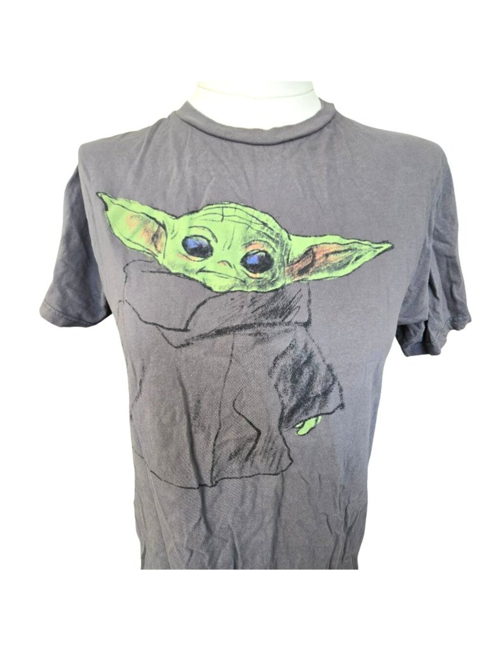 Baby Yoda Graphic Gray T-Shirt Star Wars Mandalorian Short Sleeve Unisex JJ4324